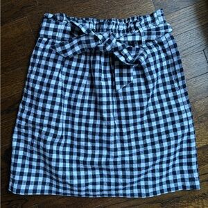 J. Crew Blue and White Gingham Paper Bag Mini Skirt XXS/XS/Small